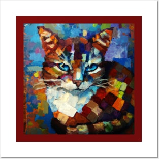 Portrait of a Patchwork Cat Posters and Art